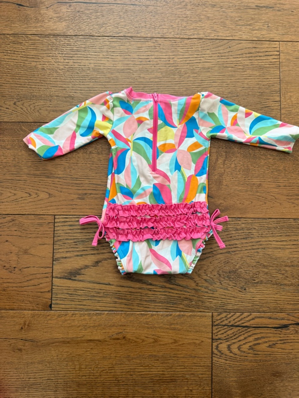 RuffleButts + RuggedButts - Baby Girls Tropical Long Sleeve One Piece Rash Guard - Picture 6 of 7